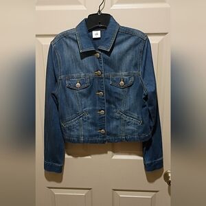 CABI Chantilly Wash DAKOTA Denim Jacket long sleeve button front closure EUC LG